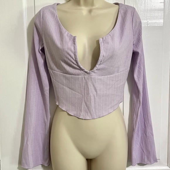 ASTR The Label Purple Cropped Sweater Top Small H - Picture 1 of 5